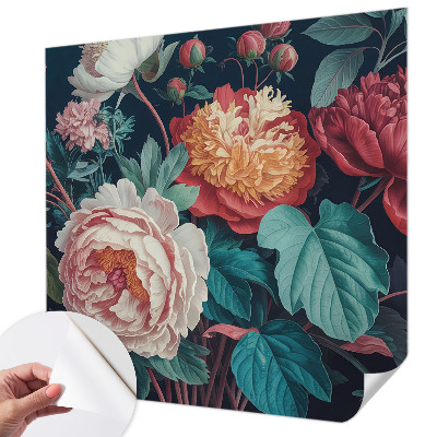 3D fototapet med färgglada blommor