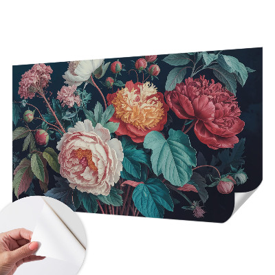3D fototapet med färgglada blommor