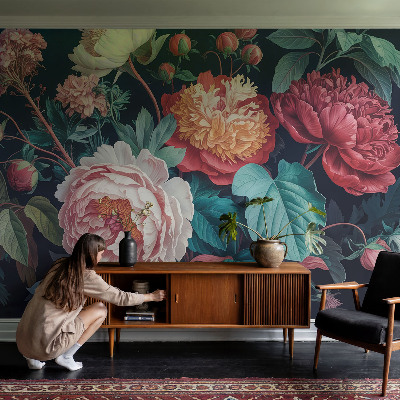 3D fototapet Färgglada blommor