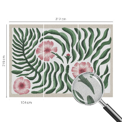 Peel and stick fototapet med blommor och blad