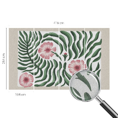 Peel and stick fototapet med blommor och blad