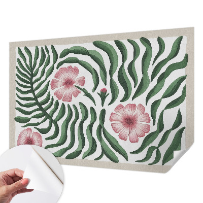 Peel and stick fototapet med blommor och blad