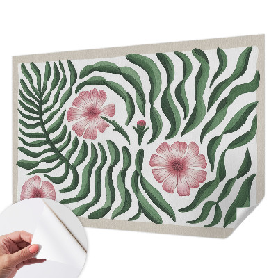 Peel and stick fototapet med blommor och blad