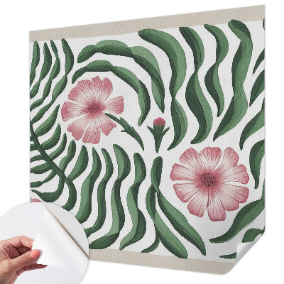 Peel and stick fototapet med blommor och blad