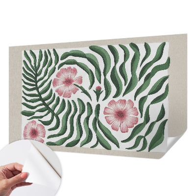 Peel and stick fototapet med blommor och blad