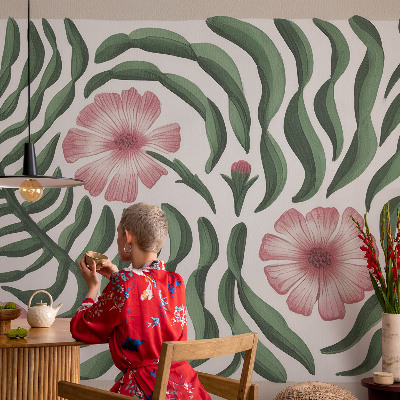 Peel and stick fototapet med blommor och blad
