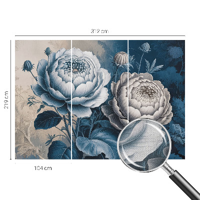 3D fototapet med romantiska blommor