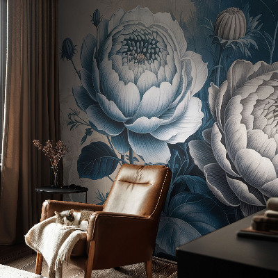 3D fototapet med romantiska blommor