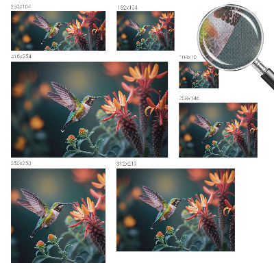 Peel and stick fototapet med motiv av kolibriblommor