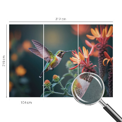 Peel and stick fototapet med motiv av kolibriblommor