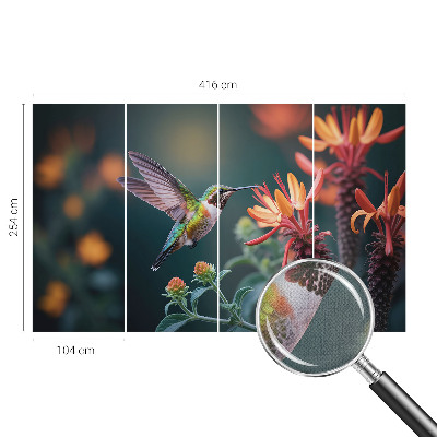 Peel and stick fototapet med motiv av kolibriblommor