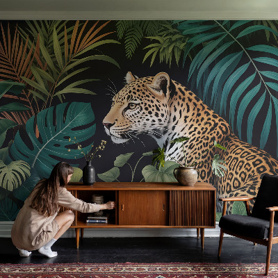 Fototapet barn med ett exotiskt leopardmönster
