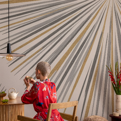 Självhäftande fototapet med geometriska solfjädrar