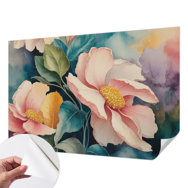 3D fototapet med blommigt mönster