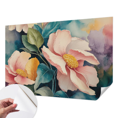 3D fototapet med blommigt mönster