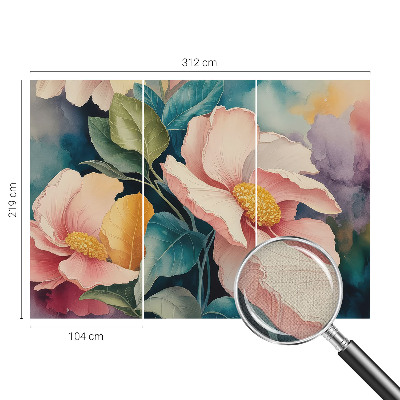 3D fototapet med blommigt mönster