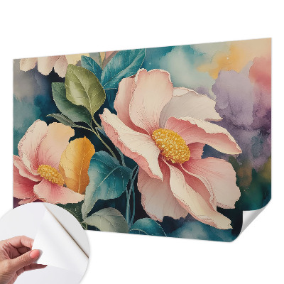 3D fototapet med blommigt mönster