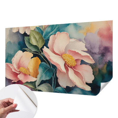 3D fototapet med blommigt mönster