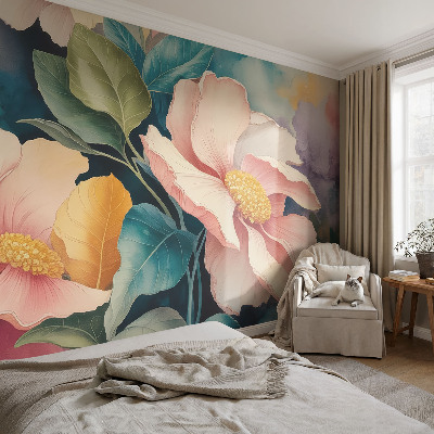 3D fototapet med blommigt mönster