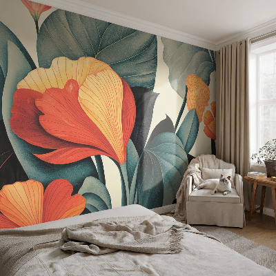 Peel and stick fototapet med färgglada blommor