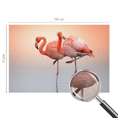 3D fototapet med motiv av delikata flamingos