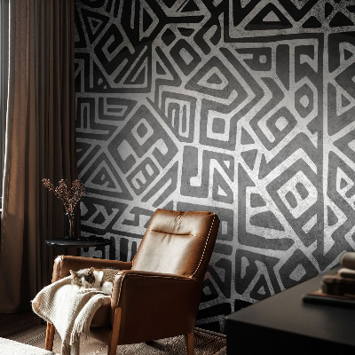 3D fototapet med ett geometriskt labyrintmotiv