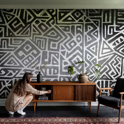 3D fototapet med ett geometriskt labyrintmotiv