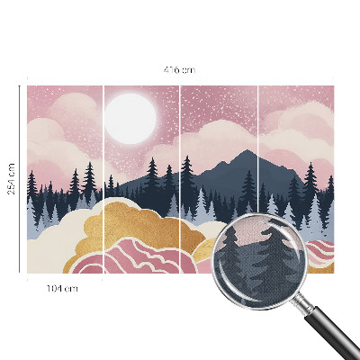 Självhäftande fototapet med motiv av en rosa solnedgång