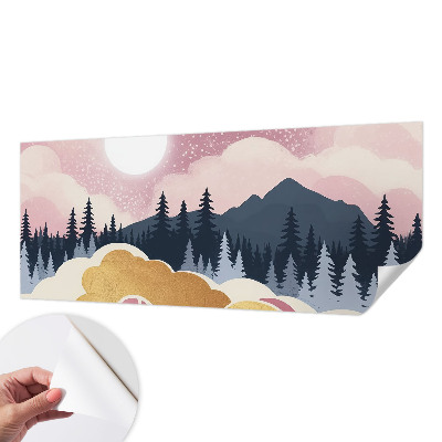 Självhäftande fototapet med motiv av en rosa solnedgång