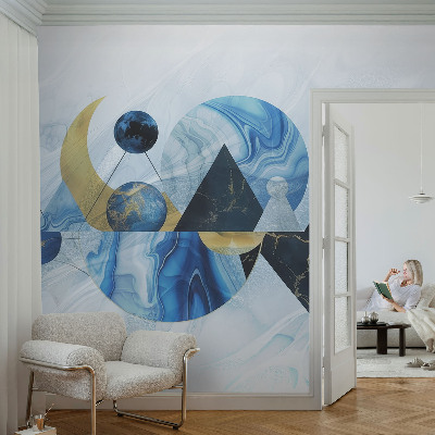Fototapet för barn med ett kosmiskt mönster i elegant stil