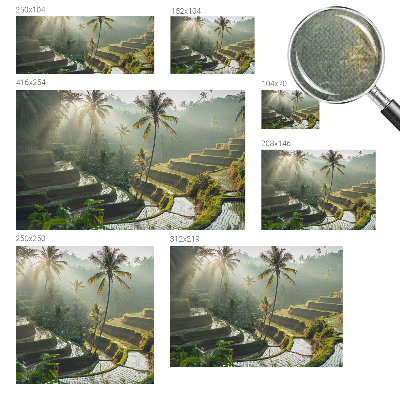 3D fototapet med motiv av paradisträdgårdens terrasser