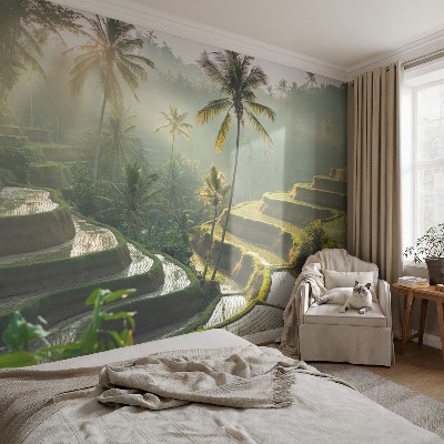3D fototapet med motiv av paradisträdgårdens terrasser