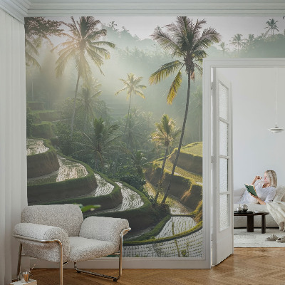 3D fototapet med motiv av paradisträdgårdens terrasser