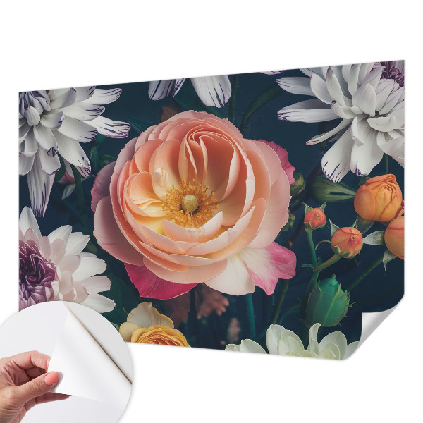 Fototapet barnrum med blommigt mönster som skapar en harmonisk atmosfär