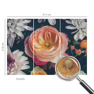 Fototapet barnrum med blommigt mönster som skapar en harmonisk atmosfär