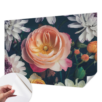 Fototapet barnrum med blommigt mönster som skapar en harmonisk atmosfär