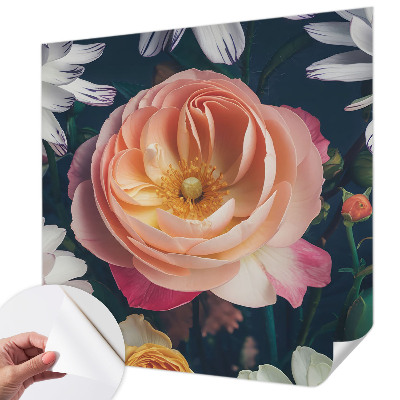 Fototapet barnrum med blommigt mönster som skapar en harmonisk atmosfär