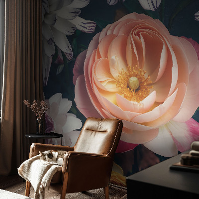 Fototapet barnrum med blommigt mönster som skapar en harmonisk atmosfär