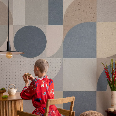Självhäftande fotovägg med geometriskt mosaikmönster