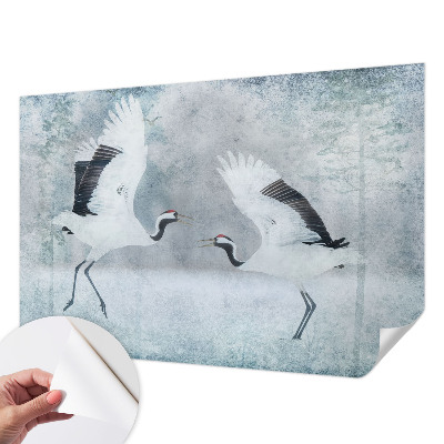3D fototapet med ett harmoniskt motiv av kranar