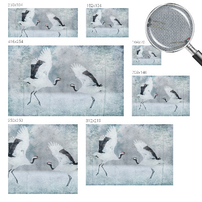 3D fototapet med ett harmoniskt motiv av kranar