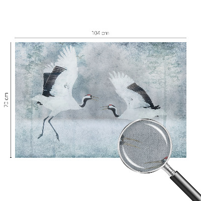 3D fototapet med ett harmoniskt motiv av kranar