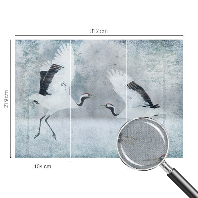 3D fototapet med ett harmoniskt motiv av kranar