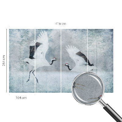3D fototapet med ett harmoniskt motiv av kranar