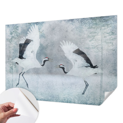 3D fototapet med ett harmoniskt motiv av kranar