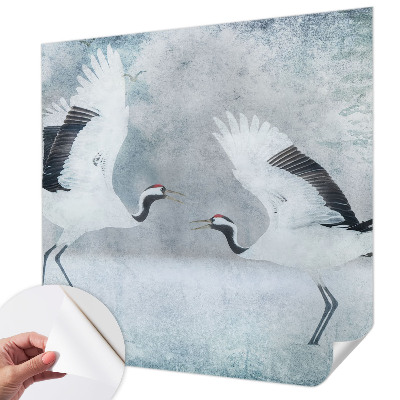 3D fototapet med ett harmoniskt motiv av kranar