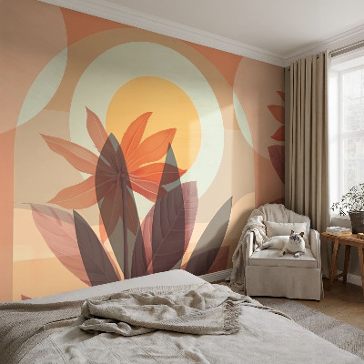 Peel and stick fototapet med blommigt abstrakt motiv