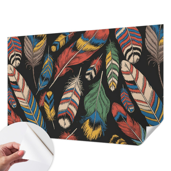 Självhäftande fotovägg Färgglada fjädrar