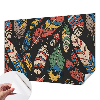 Självhäftande fotovägg Färgglada fjädrar