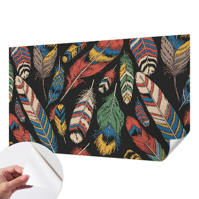 Självhäftande fotovägg Färgglada fjädrar